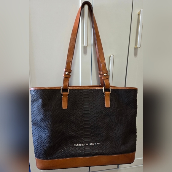 Dooney & Bourke Handbags - Dooney & Bourke Cara Python Embossed Leather Tote